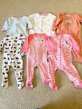 Baby Girl Sleeper Lot 3-6 month Tuffy Peekle Joe Fresh Carters Clothing Bundle
